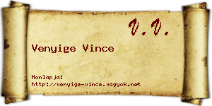 Venyige Vince névjegykártya